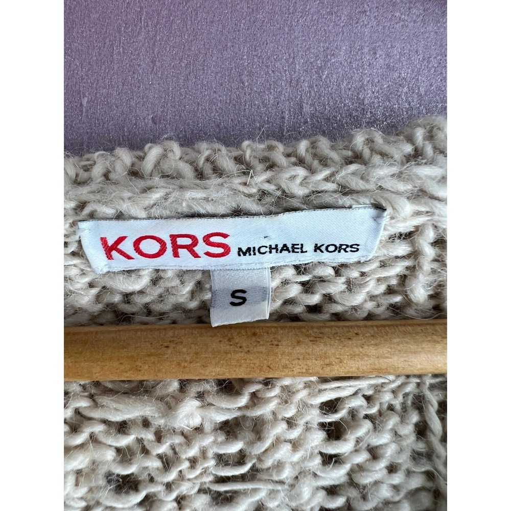 Fishermancore Coastal Chunky Michael Kors Alpaca/Linen Cableknit Sweater Cream S - Picture 5 of 10